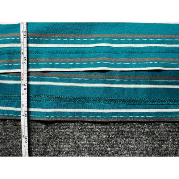 Brooks Brothers St. Andrews Links Mens Teal Gray Striped Polo Golf Shirt Large - Picture 7 of 7
